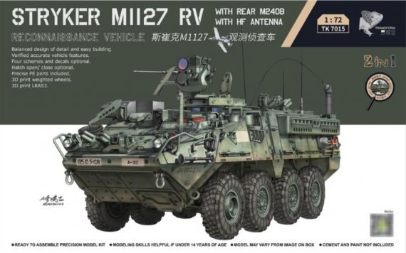 1/72 Stryker M1127 Reconnaissance Vehicle with Rear M240B