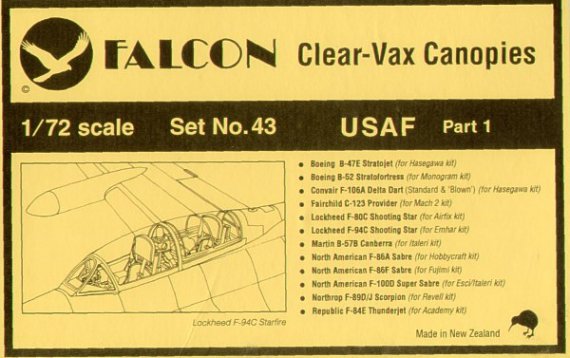Falcon 1/72 USAF Part 1 - Ann�es 1950-1980 D�cals Avions