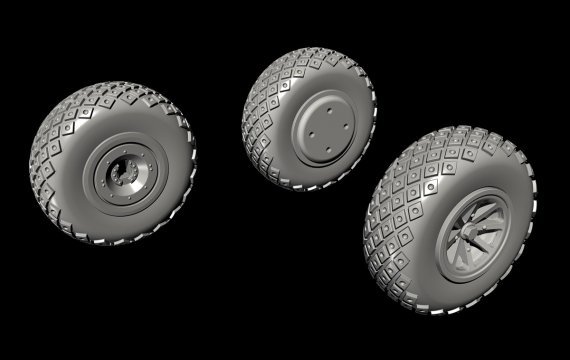 1/72 Curtiss P-40 Wheels-Diamond and whole Tread