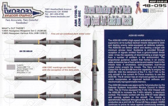 1/48 Missile Markings for AGM-88 HARM and AIM-120B/C AMRAAM