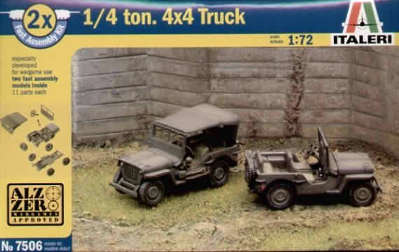 1/72 Willy Jeep Pack includes 2 snap together vehicles