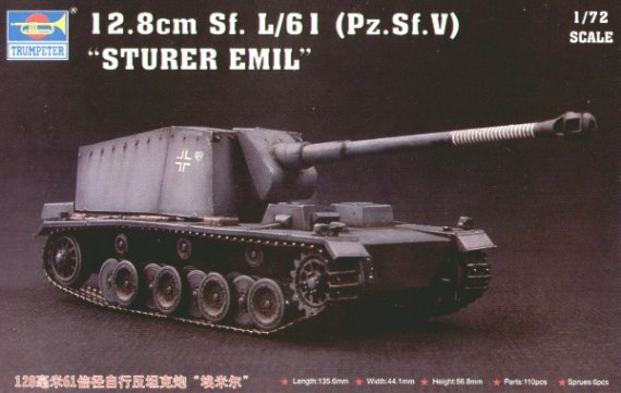 Trumpeter 1/72 Sturer Emil 12.8cm Sf L/61