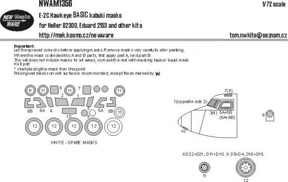 1/72 Mask E-2C Hawkeye BASIC for Heller/Eduard