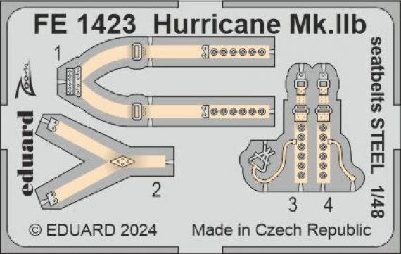 1/48 Hurricane Mk.IIb seatbelts STEEL for Arma Hobby