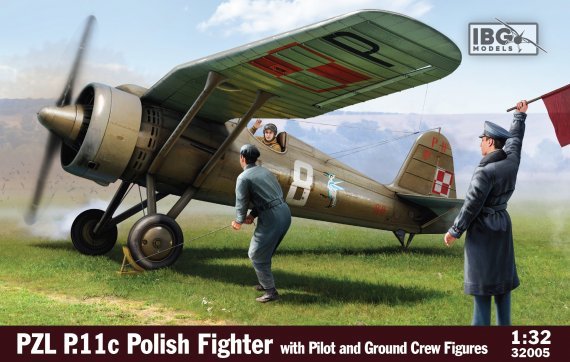1/32 PZL P.11c Polish Fighter with Pilot & Ground Crew