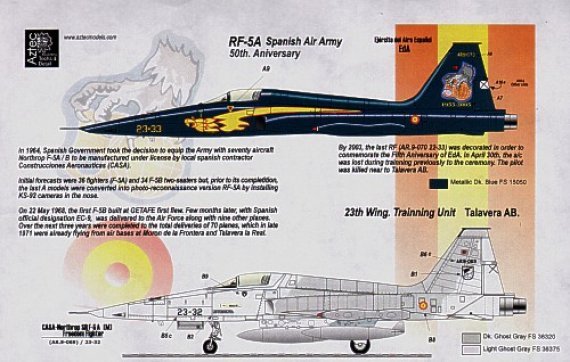 Aztec 1/48 Northrop RF-5A Aeronautica Spagnola 50� Anniversario