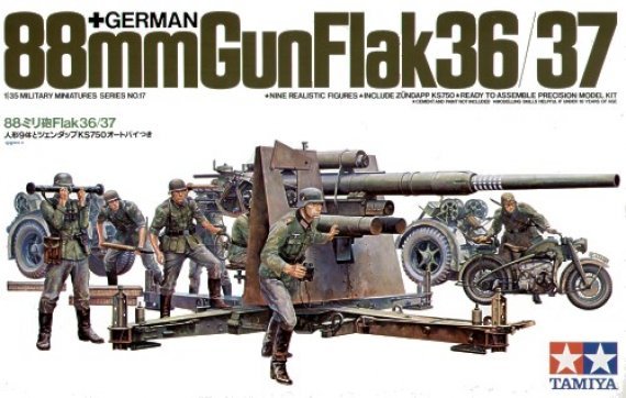 Tamiya 88mm Flak 36/37, Figurines & Moto 1/35