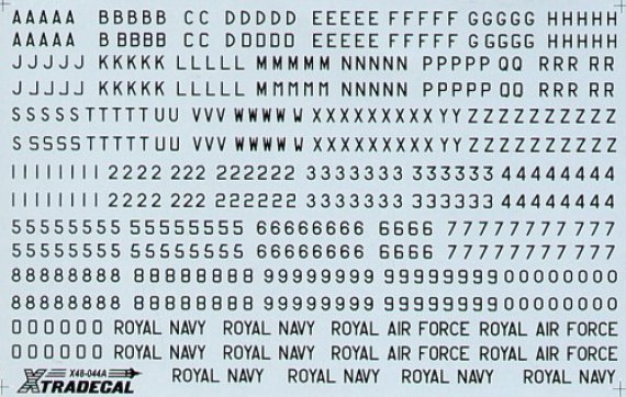 1/48 RAF Black Letters, Numerals 4,6,8 & 12