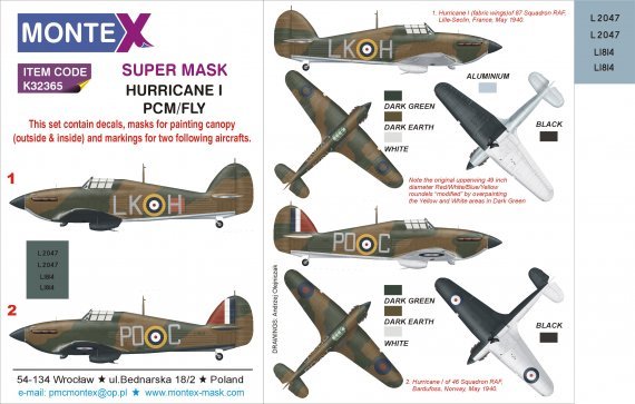 1/32 Hawker Hurricane Mk.I canopy & insignia masks & decals