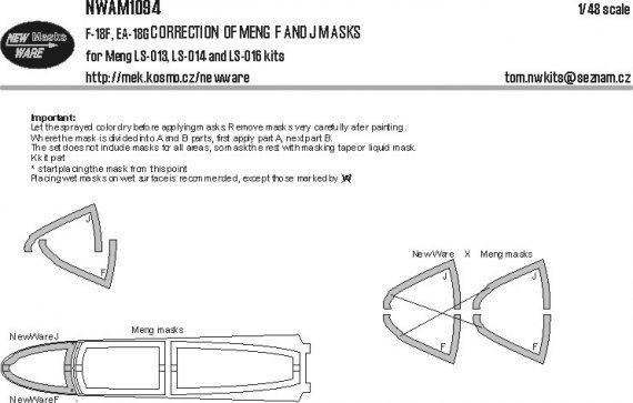 1/48 Mask SF-18F, EA-18G CORRECTION of F & J masks
