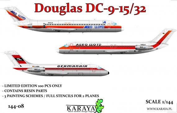 1/144 Douglas DC-9-15/32 limited plastic kit for DC-9 in German