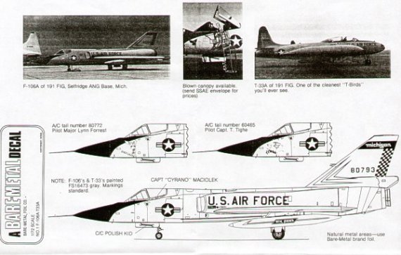 Convair F-106A Delta Dart 191FIG Michigan ANG 1/72
