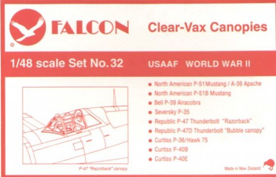 USAAF Fighters WWII. vacuum canopies 1/48