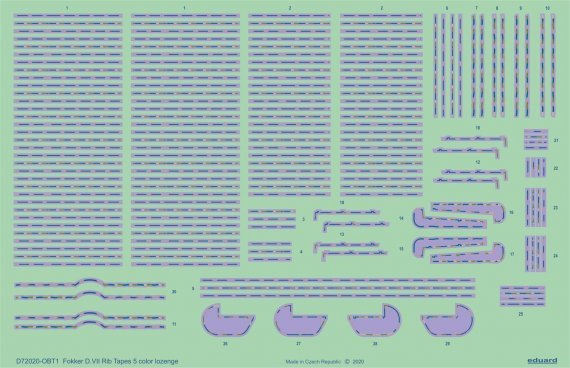 Decals 1/72 Fokker D.VII rib tapes 5-color lozenge