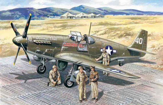 1/48 North-American P-51B Mustang USSAF with USAAF personnel
