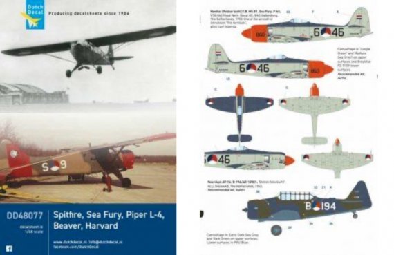 1/48 KLU Spitfire, Sea Fury, Piper L-4, Beaver, Harvard