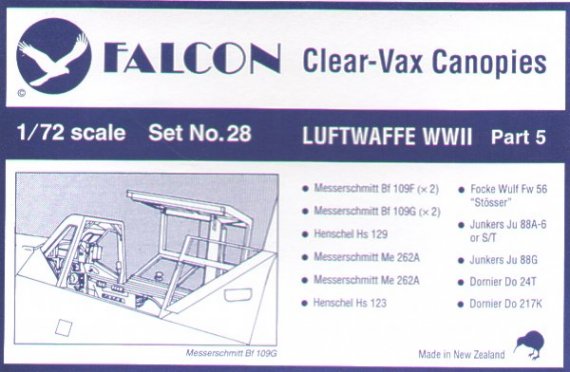 Falcon 1/72 Luftwaffe WWII Part 5 Canopies Vacuform�es