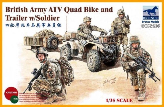 1/35 British Army Atv Quad Bike and Trailer with Soldier