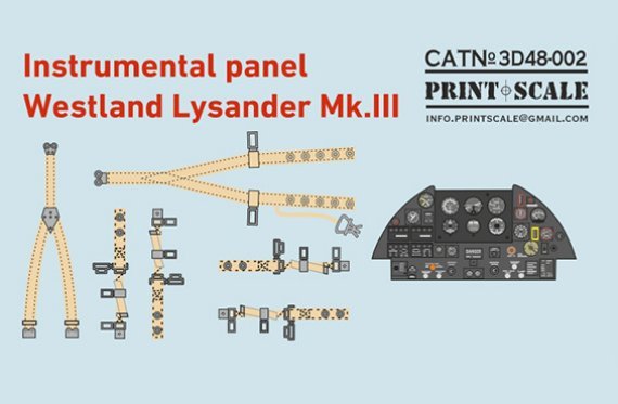 Print Scale 1/48 Westland Lysander Mk.III Tableau de bord