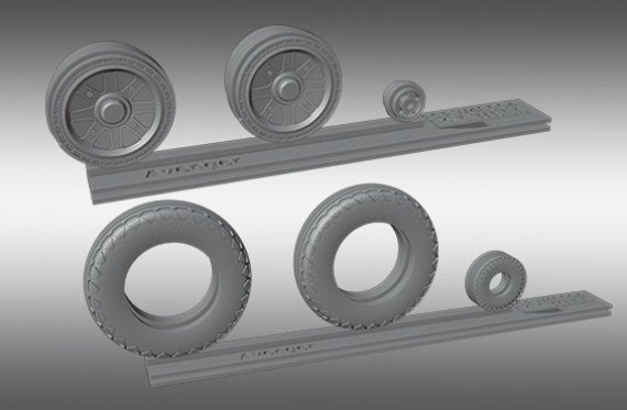 1/48 Grumman Avenger Resin Rims And Elastic Rubber Wheels