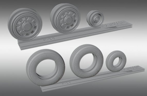 1/48 Locheed-Martin F-35A Lightning Resin Rims And rubber wheels