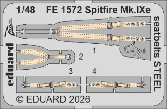 1/48 Spitfire Mk.IXe seatbelts STEEL for Airfix