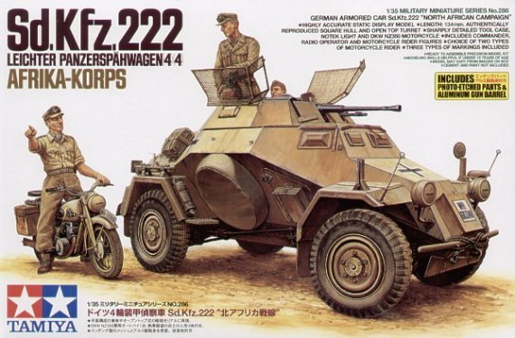 1/35 Sd.Kfz.222 Afrika Korps with crew and DKW motorcycle