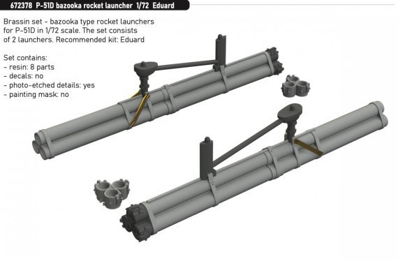 Brassin 1/72 P-51D bazooka rocket launcher for Eduard