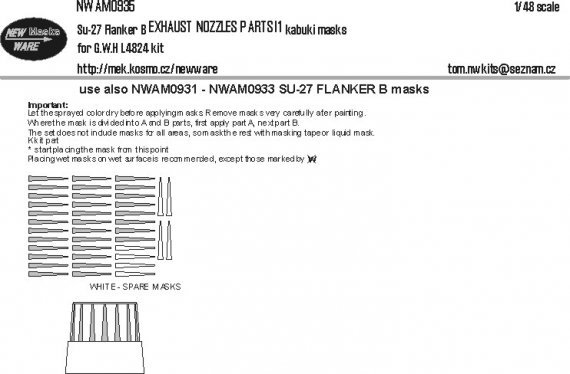 1/48 Mask Su-27 Flanker B EXHAUST NOZZLES parts I1