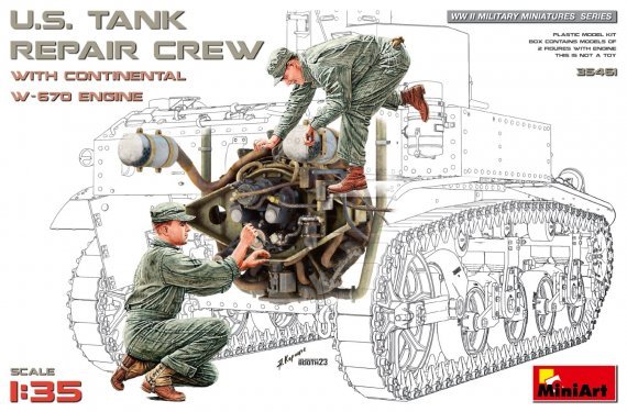 1/35 US Tank Repair Crew with Continental W-670 Engine