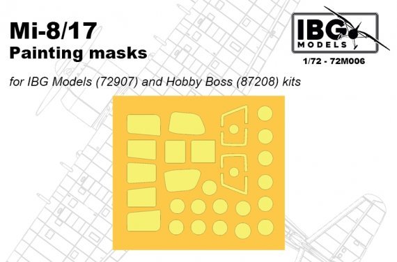 1/72 Mil Mi-17 canopy frame paint masks for Ibg and Hobby Boss