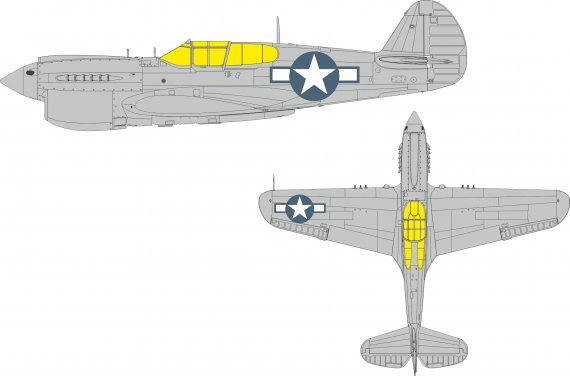 Mask 1/48 P-40N US national insignia for Eduard