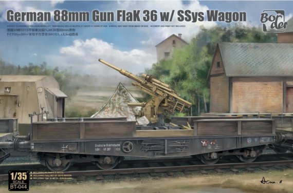 1/35 German 88mm Flak 36 on SSys railway flatbed wagon