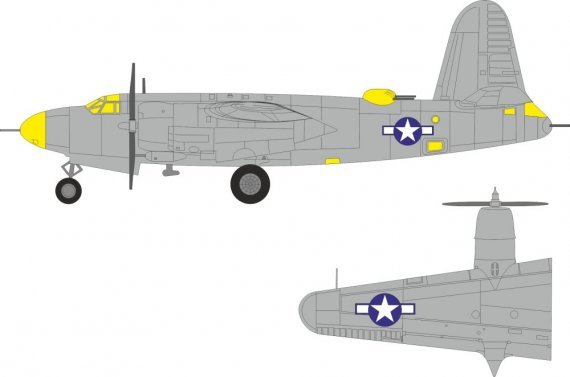 Mask 1/48 B-26F Marauder US nation. insignia for ICM