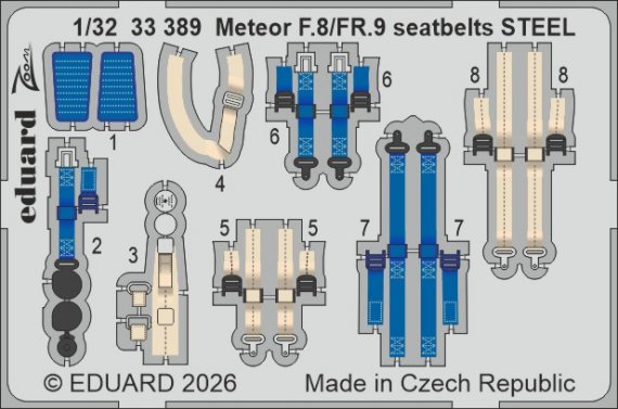 1/32 Meteor F.8/FR.9 seatbelts STEEL for Revell