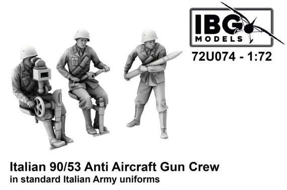1/72 Italian 90/53 Anti Aircraft Gun Crew 3 figure