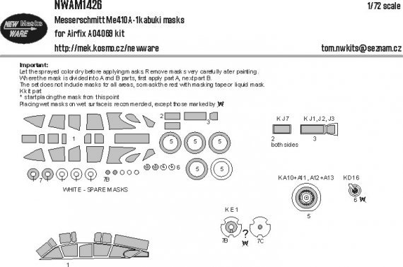 Masque 1/72 Messerschmitt Me 410A-1 pour Airfix