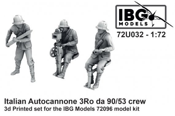 1/72 Italian Autocannone 3Ro da 90/53 crew 3 figures