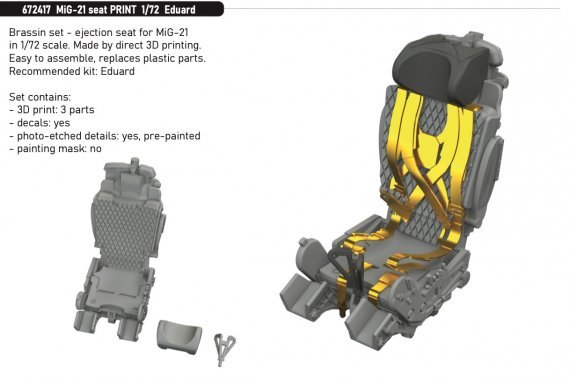 Brassin 1/72 MiG-21 seat for Eduard
