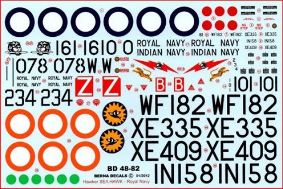 Berna Decals 1/48 Hawker Sea Hawk F.Mk1/FGA.4/Mk6