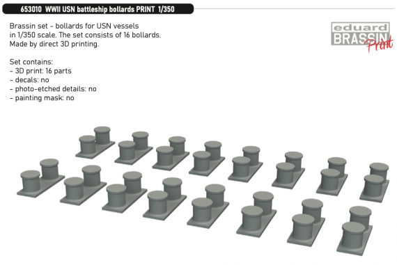 Brassin 1/350 WWII USN battleship bollards PRINT