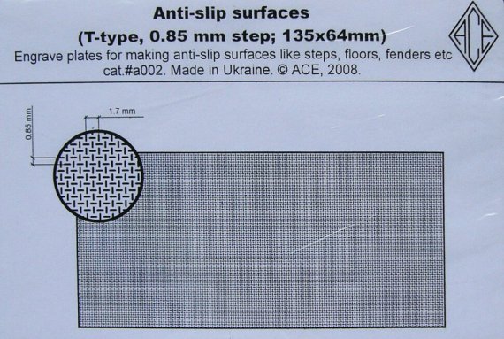 Anti-slip surfaces (T-type, 0.85mm step, 135x64mm)