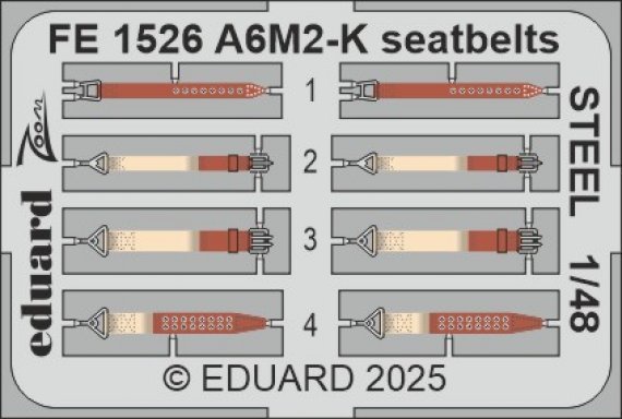 1/48 A6M2-K seatbelts STEEL for Eduard