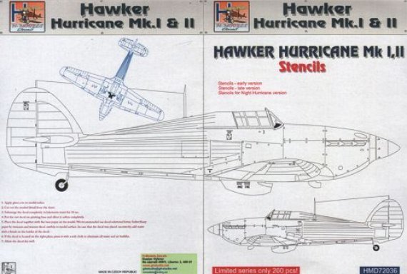 1/72 Hawker Hurricane Mk.I/Mk.II stencils