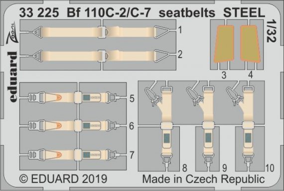 1/32 Bf 110C-2/C-7 seatbelts STEEL