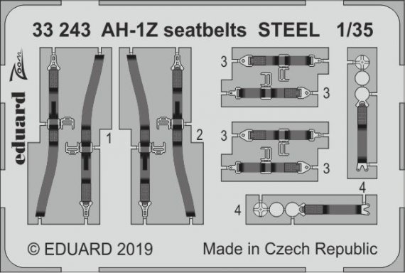 1/32 AH-1Z seatbelts STEEL colour photoetched set