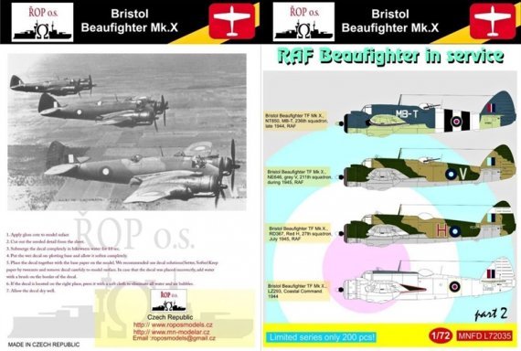 1/72 Decals Br.Beaufighter Mk.X RAF part 2