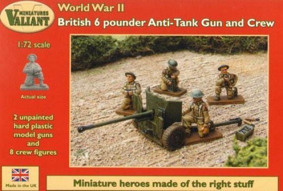 1/72 British 6 pdr AT Gun and Crew. The box contains 2 model gun