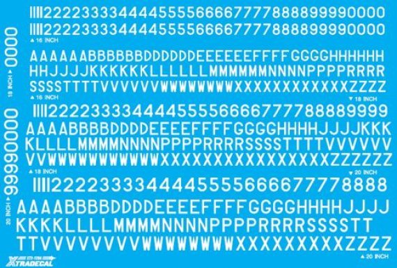 1/72 RAF Post War Serial Letters and Numbers, White. 16, 18 ,