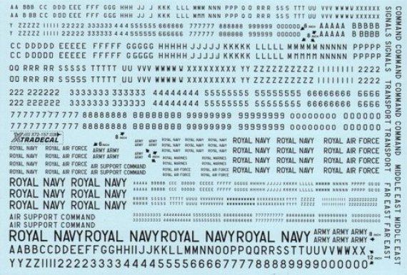 1/72 RAF Black Serial Letters and Numbers 4 ,6 ,8 and 12